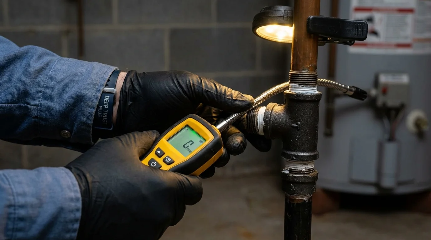 Gas leak detection with electronic sniffer by Johns Plumbing LLC in Von Ormy
