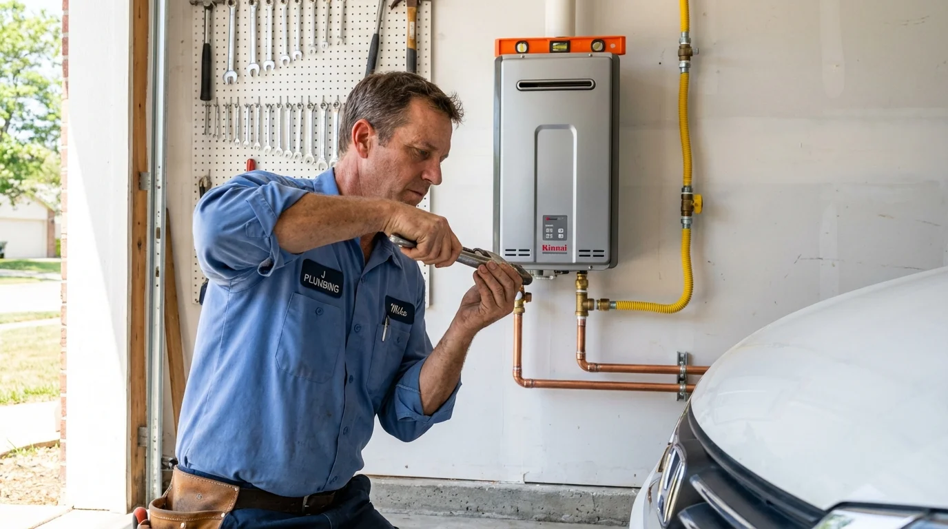 Tankless water heater installation by a Johns Plumbing LLC plumber in Von Ormy